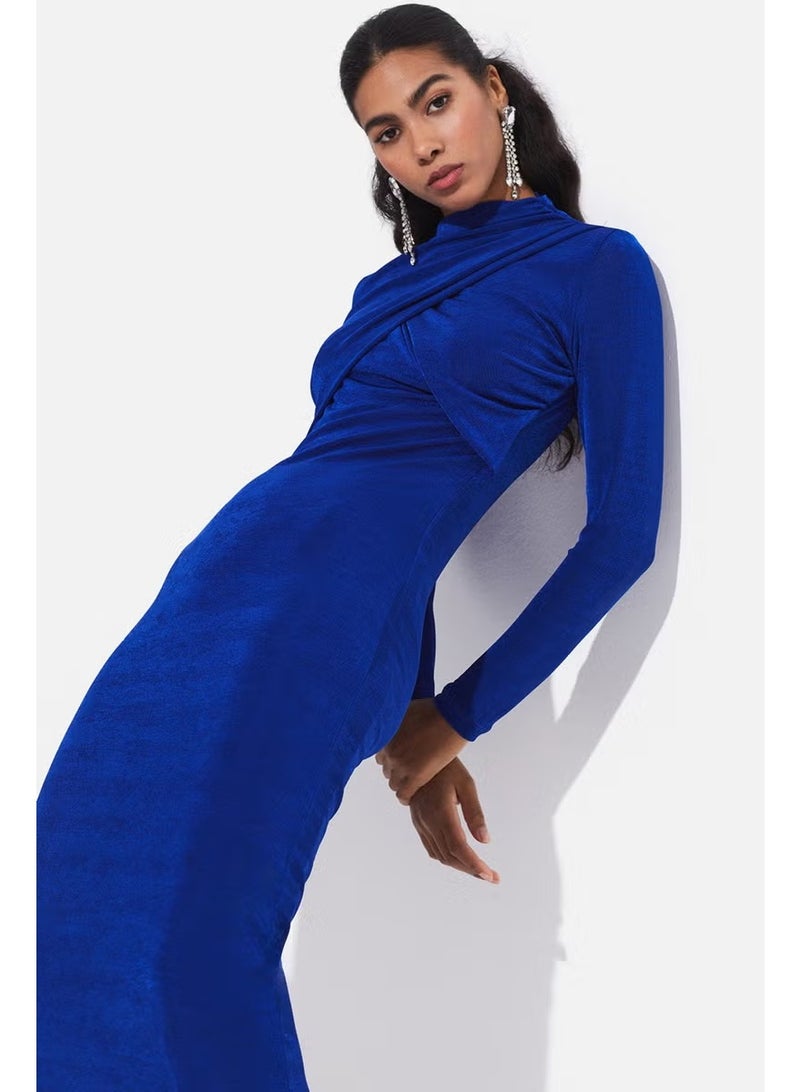 JUNE Women's Body-Smoothing Drape Detailed High Neck Midi Dress - Image 4